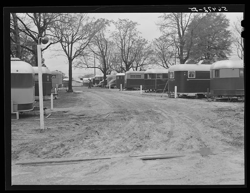 Trailer camp where construction workers and Army men are living. Camp Livingstone, near Alexandria, Louisiana