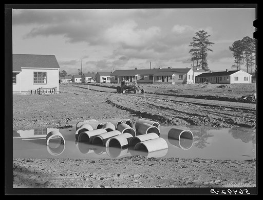 Untitled photo, possibly related to: Defense housing project, Newton D. Baker Village, under authority of housing commission of Columbus, Georgia. Construction delayed on account on account of heavy rains