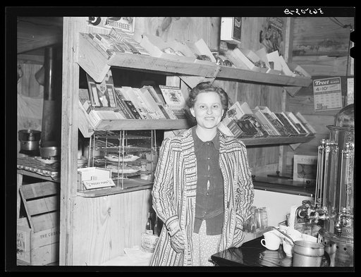 Untitled photo, possibly related to: Negro girl in new cafe opposite entrance to Camp Livingston. Alexandria, Louisiana
