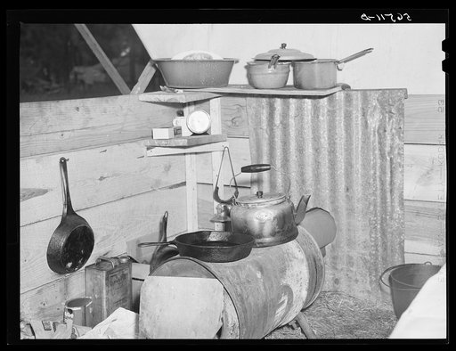 Interior of construction workers shack. Alexandria, Louisiana