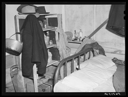 Interior of construction workers shack. Alexandria, Louisiana