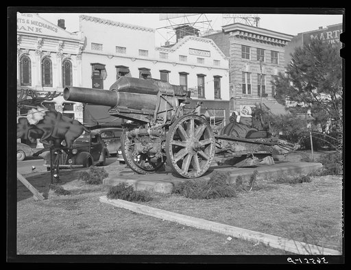 Untitled photo, possibly related to: Santa Claus and cannons in square in center of town. Columbus, Georgia