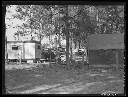 Construction workers' trailer homes and tents near Camp Livingston. Alexandria, Louisiana