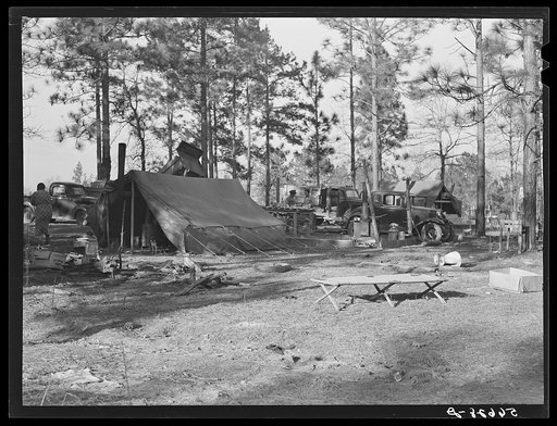 Untitled photo, possibly related to: Gravel pit camp near Camp Beauregard, Alexandria, Louisiana. Construction workers living on government property