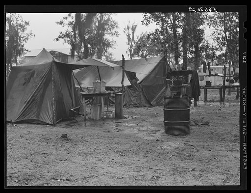 Untitled photo, possibly related to: Living quarters of construction workers near Camp Blanding. Starke, Florida