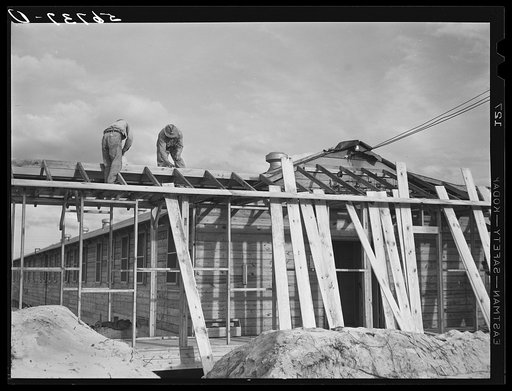 Carpenters constructing new Army barracks at Camp Blanding. Starke, Florida