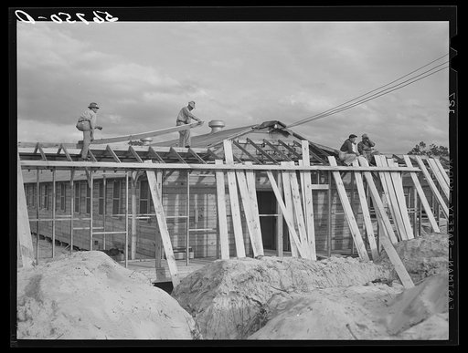 Carpenters constructing new Army barracks at Camp Blanding. Starke, Florida