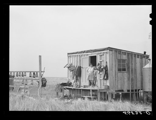 Untitled photo, possibly related to: Muskrat skins hanging up to dry by Spanish trapper's home in the marshes. He then takes the furs to the island to sell. Delacroix Island, Saint Bernard Parish, Louisiana