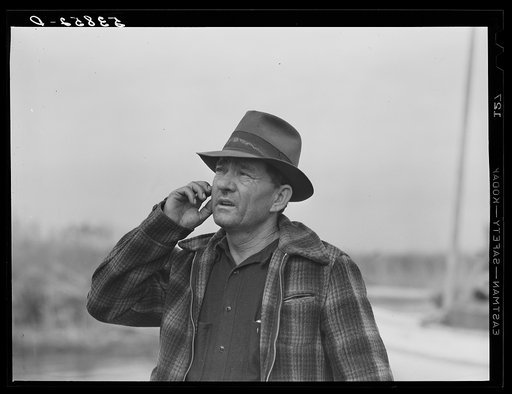 Untitled photo, possibly related to: Spanish muskrat trapper who works with the "company." Delacroix Island, Saint Bernard Parish, Louisiana