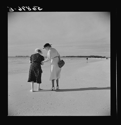 Untitled photo, possibly related to: Guests of Sarasota trailer park, Sarasota, Florida, at the beach