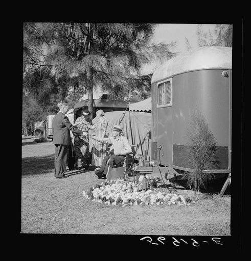 Untitled photo, possibly related to: Guests at Sarasota trailer park. Sarasota, Florida