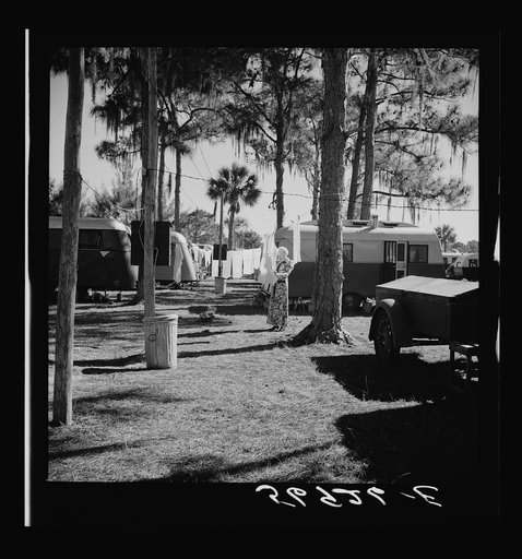 Untitled photo, possibly related to: Hanging up the washing, Sarasota trailer park. Sarasota, Florida