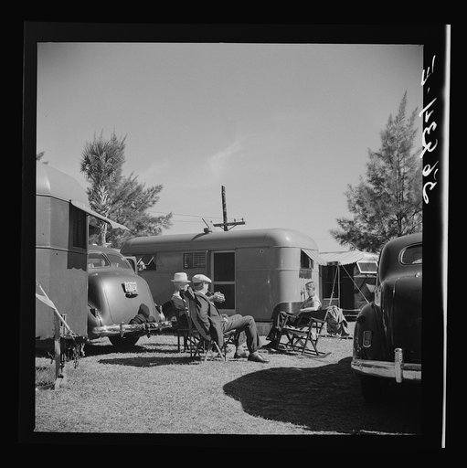 Untitled photo, possibly related to: Guest at Sarasota trailer park, Sarasota, Florida, washing his car