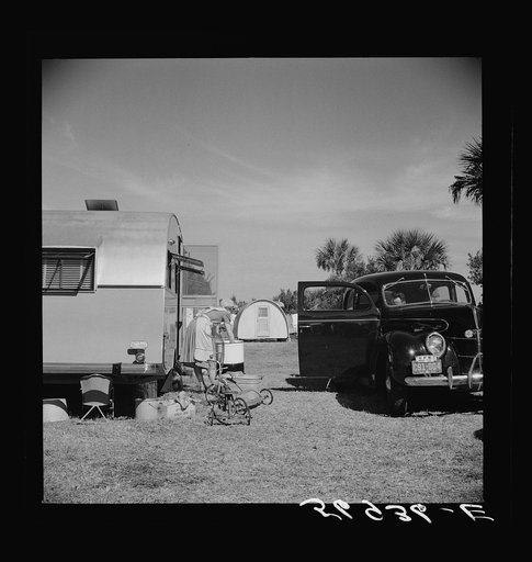 Untitled photo, possibly related to: Wash day in Sarasota trailer park. Sarasota, Florida