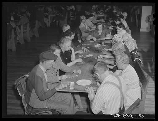 Untitled photo, possibly related to: Guests of Sarasota trailer park, Sarasota, Florida, enjoying an evening of "bingo"