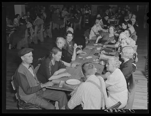 Guests of Sarasota trailer park, Sarasota, Florida, enjoying an evening of "bingo"