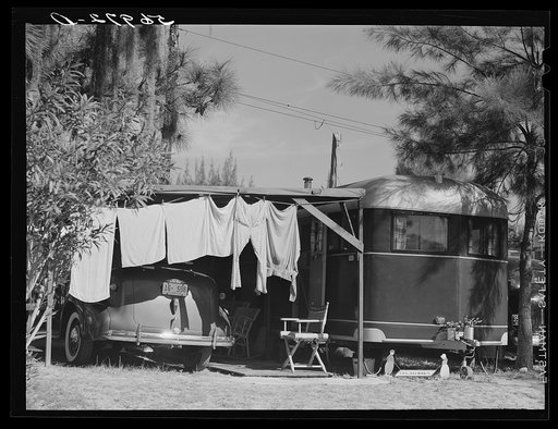 Family wash outside of trailer home. Sarasota trailer park, Sarasota, Florida