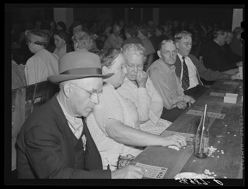Guests of Sarasota trailer park, Sarasota, Florida, enjoying a few games of "bingo"