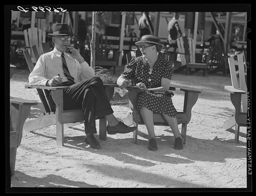 Untitled photo, possibly related to: Guests at Sarasota trailer park. Sarasota, Florida