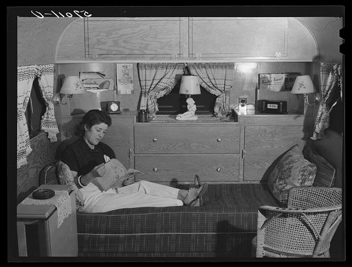 Interior of trailer at Sarasota trailer park. Sarasota, Florida