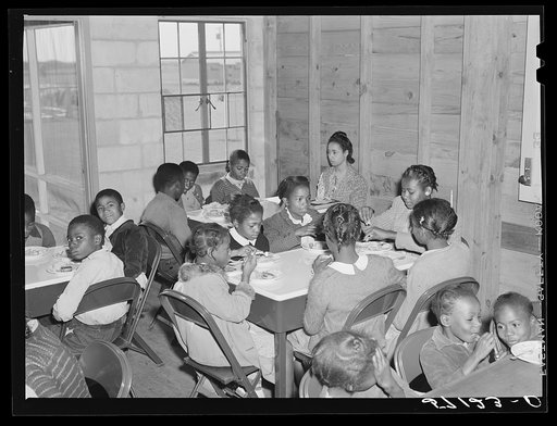 Hot lunches for children of agricultural workers in day nursery of Okeechobee migratory labor camp. Belle Glade, Florida