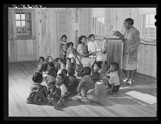 Singing and music for agricultural workers' children in new day nursery at Okeechobee migratory labor camp. Belle Glade, Florida