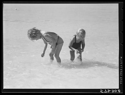 Untitled photo, possibly related to: Guests of Sarasota trailer park, Sarasota, Florida, going in for a swim