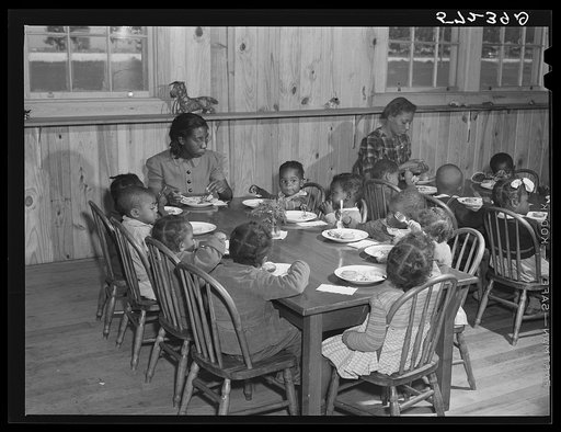 Hot lunches for children of agricultural workers in day nursery of Okeechobee migratory labor camp. Belle Glade, Florida