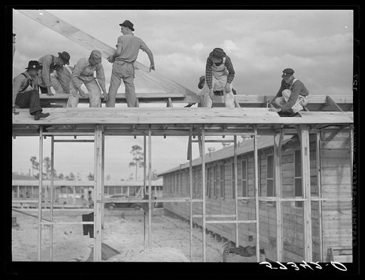 Construction of Army barracks at Camp Blanding. Starke, Florida