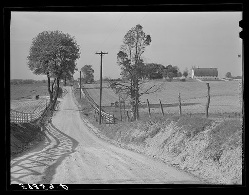 Untitled photo, possibly related to: Dirt road and fence through farmland in Fairfax County, Virginia
