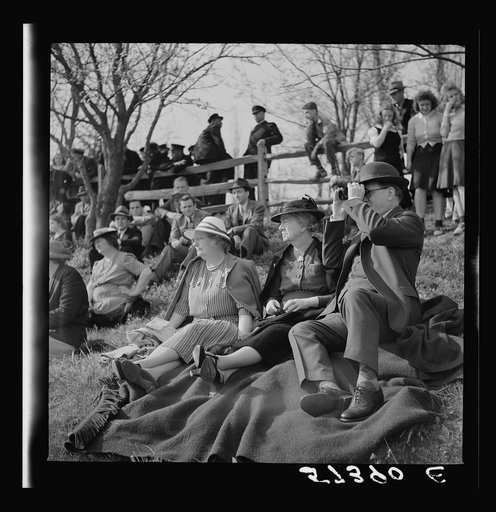 Spectators at the Point to Point Cup race of the Maryland Hunt Club. Worthington Valley near Glyndon, Maryland