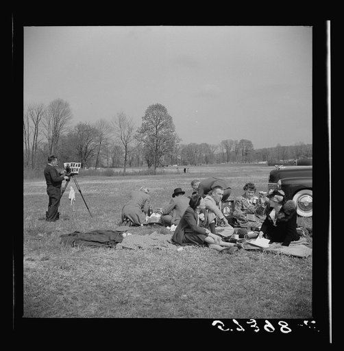 Untitled photo, possibly related to: Spectators picnicking before the Point t Point Cup race of the Maryland Hunt Club. Worthington Valley, near Glyndon, Maryland