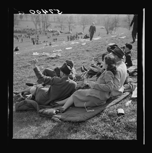 Untitled photo, possibly related to: Spectators picnicking before the Point to Point Cup race of the Maryland Hunt Club. Worthington Valley, near Glyndon, Maryland