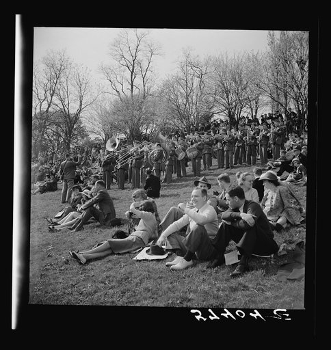 Spectators picnicking before the Point to Point Cup race of the Maryland Hunt Club. Worthington Valley, near Glyndon, Maryland