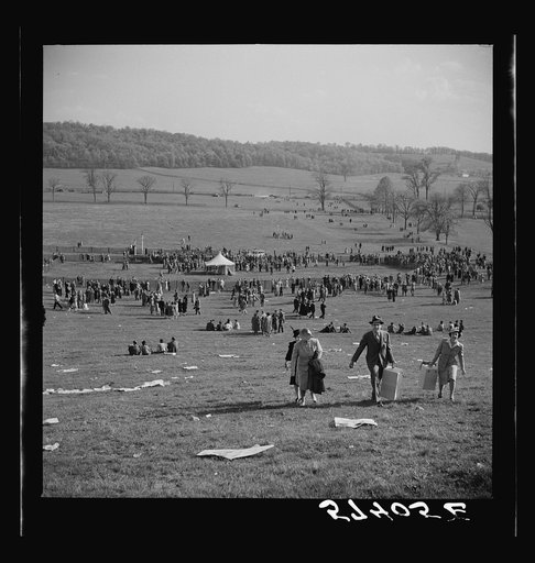 Spectators at the Point to Point Cup race of the Maryland Hunt Club. Worthington Valley, near Glyndon, Maryland