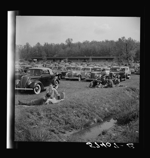 Untitled photo, possibly related to: Spectators picnicking before the Point to Point Cup race of the Maryland Hunt Club. Worthington Valley, near Glyndon, Maryland