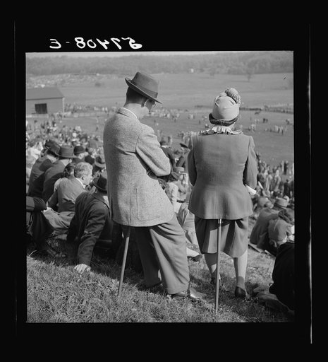 Untitled photo, possibly related to: Spectators at the Point to Point Cup race of the Maryland Hunt Club. Worthington Valley, near Glyndon, Maryland