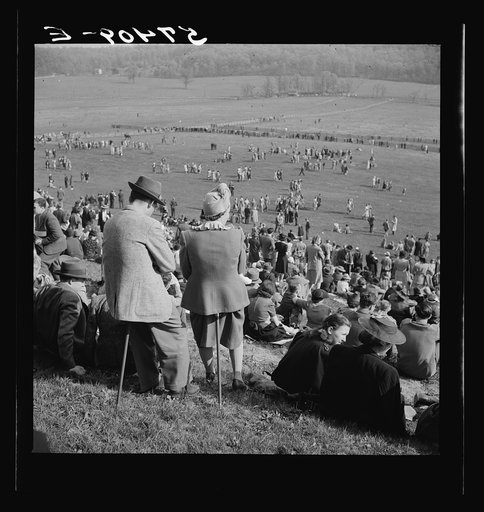 Spectators at the Point to Point Cup race of the Maryland Hunt Club. Worthington Valley, near Glyndon, Maryland