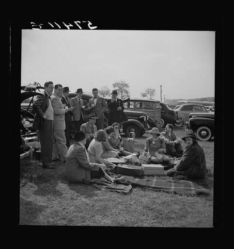 Spectators at the Point to Point Cup race of the Maryland Hunt Club. Worthington Valley, near Glyndon, Maryland