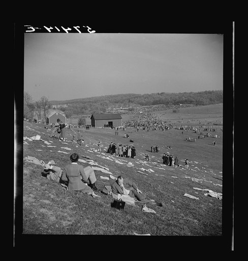 Spectators at the Point to Point Cup race of the Maryland Hunt Club. Worthington Valley, near Glyndon, Maryland