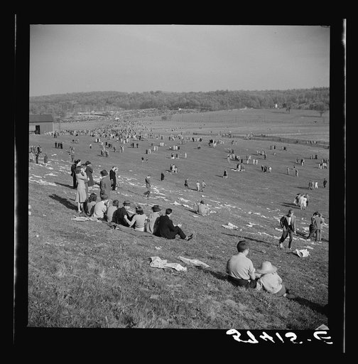 Untitled photo, possibly related to: Spectators at the Point to Point Cup race of the Maryland Hunt Club. Worthington Valley near Glyndon, Maryland
