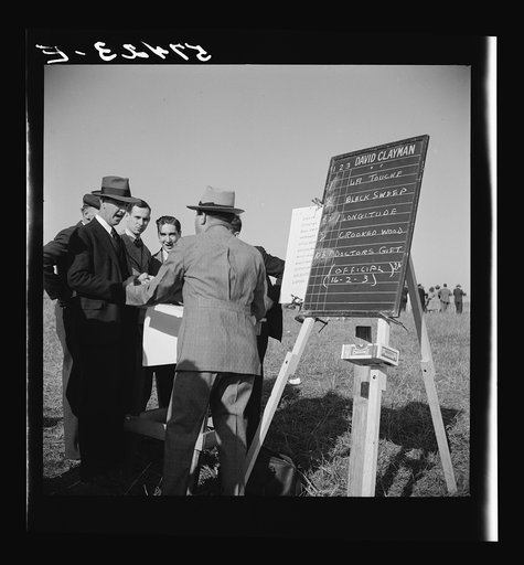 Bookies taking bets at horse races. Warrenton, Virginia