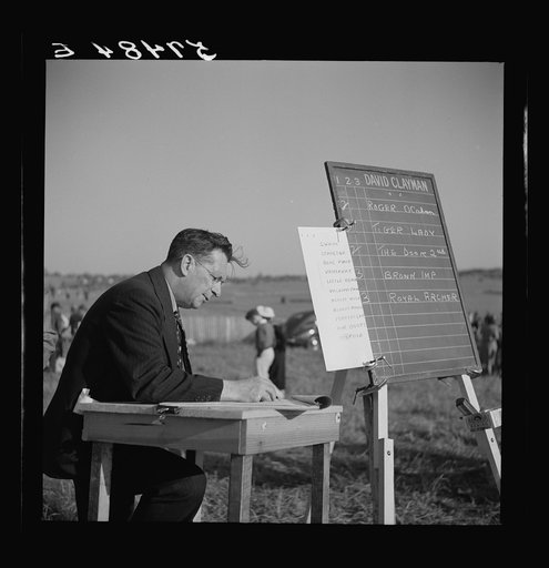 Untitled photo, possibly related to: Bookies taking bets at horse races. Warrenton, Virginia