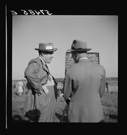 Untitled photo, possibly related to: Bookies taking bets at horse races. Warrenton, Virginia