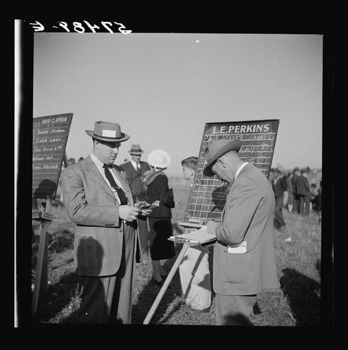 Bookies taking bets at horse races. Warrenton, Virginia