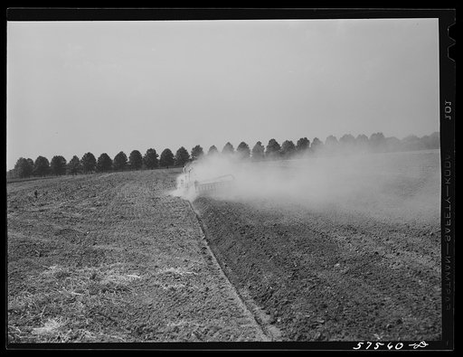 Untitled photo, possibly related to: Harrowing field before planting. Starkey Farms, Morrisville, Pennsylvania