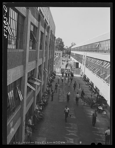 Untitled photo, possibly related to: Change of shift at Pratt and Whitney United Aircraft. East Hartford, Connecticut