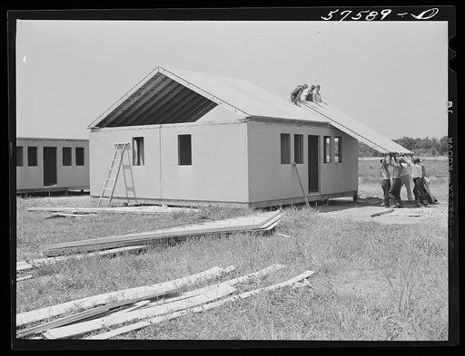 Prefabricated defense housing under construction near airport. Hartford, Connecticut. Constructed and managed by FSA (Farm Security Administration)