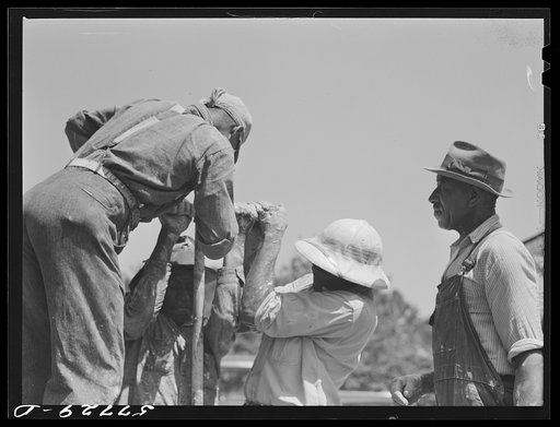 Untitled photo, possibly related to: Boring a new well to replace an open dug well. Saint Mary's County, Ridge, Maryland. Bored well demonstration