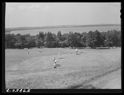 Playing golf on Madison, Wisconsin links
